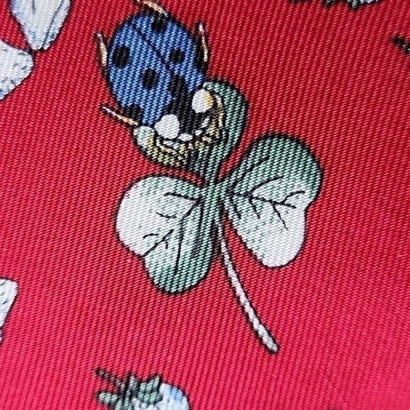 Leidenfalter 100% silk Repp berry lady bug clover blue red unisex necktie - Picture 11 of 12